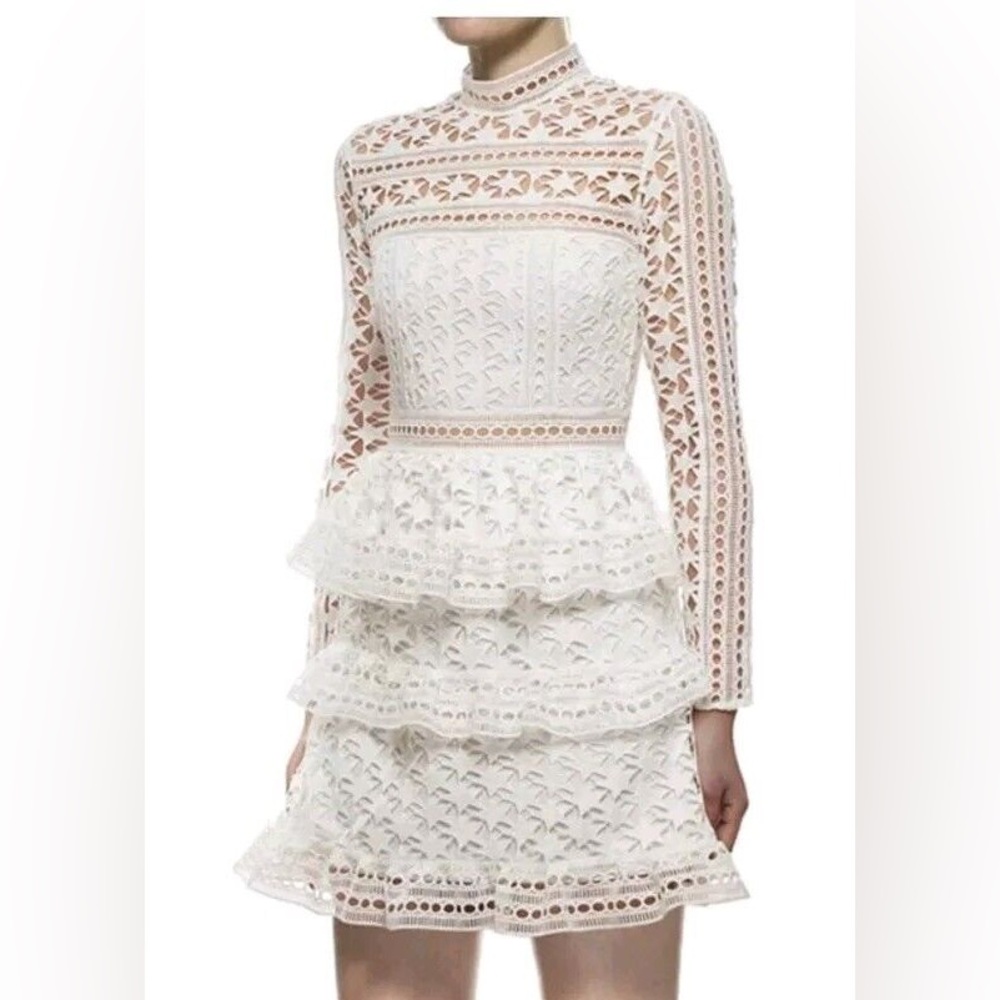 Self-Portrait High Neck Star Lace Panelled